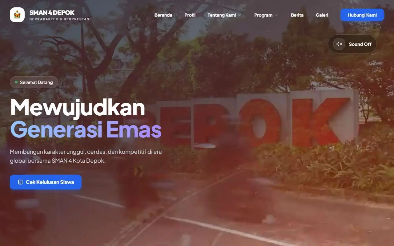 Tampilan website resmi SMA Negeri 4 Kota Depok (sman4depok.sch.id)