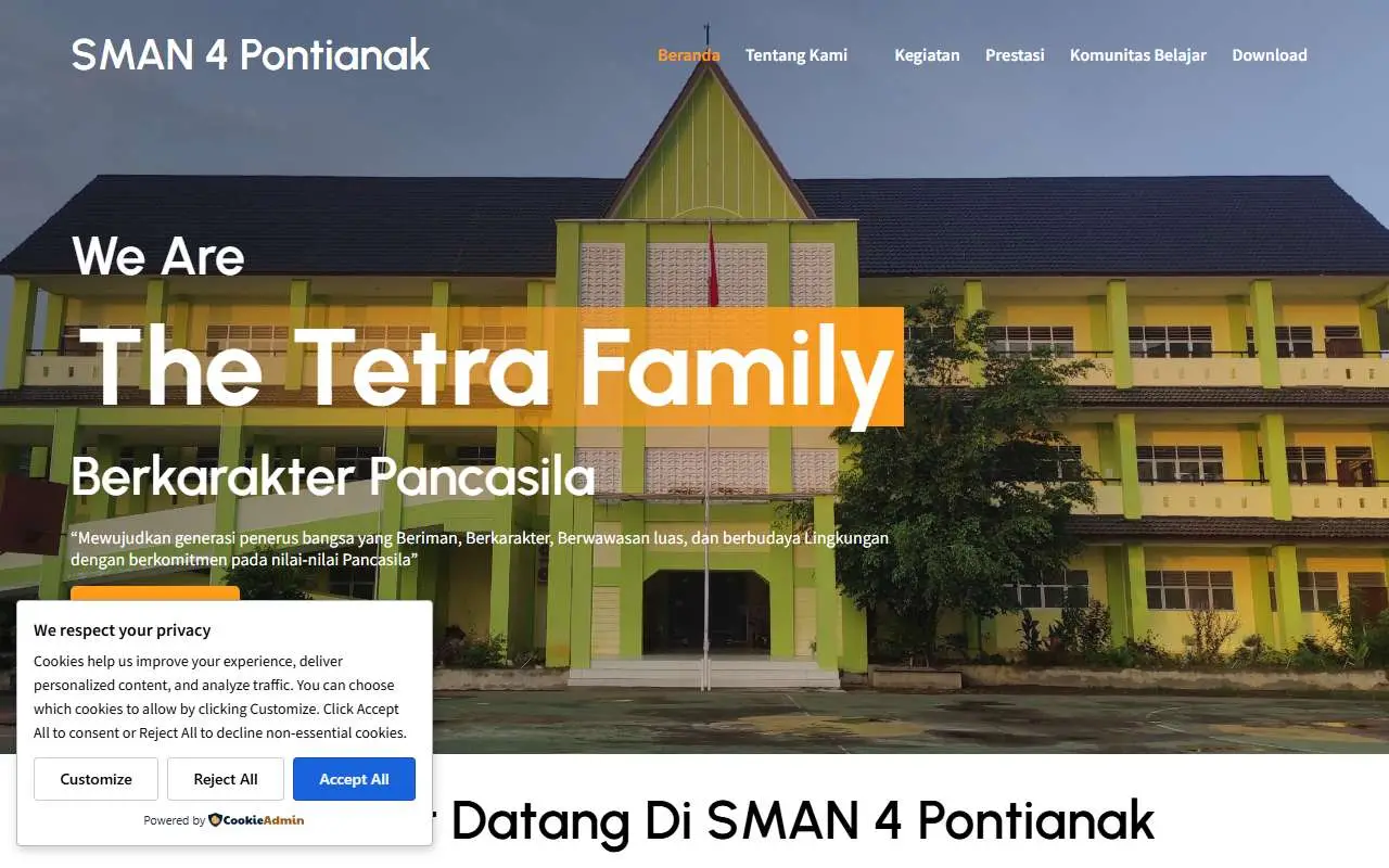Tampilan website resmi SMA Negeri 4 Pontianak (sman4pontianak.sch.id)