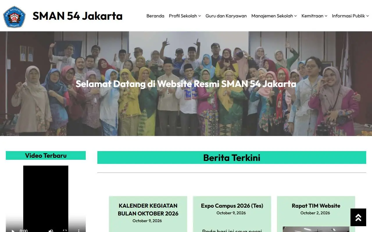 Tampilan website resmi SMA Negeri 54 Jakarta (sman54jkt.sch.id)