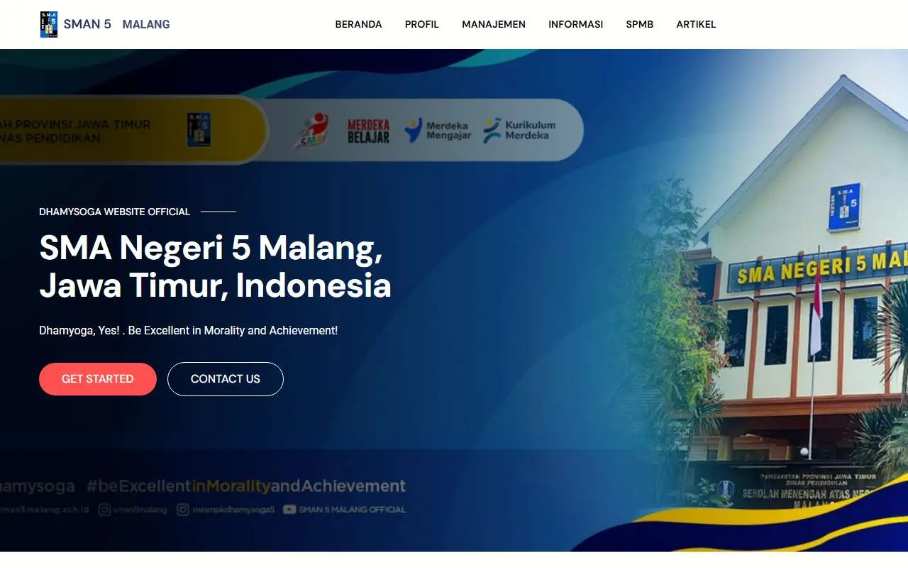 Tampilan website resmi SMA Negeri 5 Kota Malang (sman5malang.sch.id)