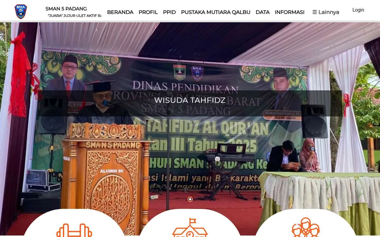 Tampilan website resmi SMA Negeri 5 Padang (sman5pdg.sch.id)