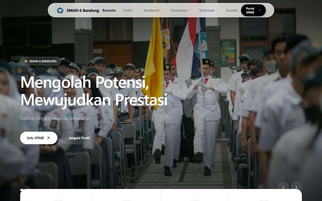 Tampilan website resmi SMA Negeri 6 Bandung (sman6bdg.sch.id)
