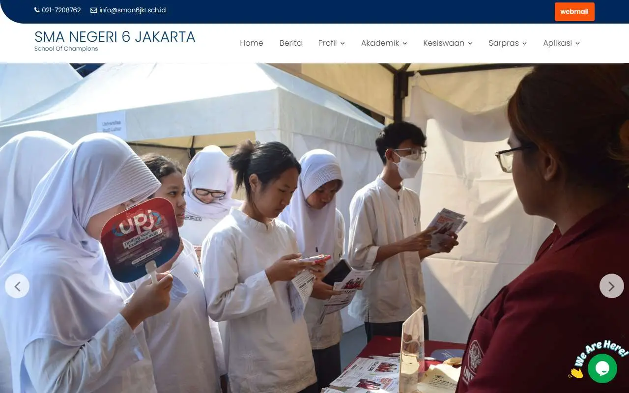 Tampilan website resmi SMA Negeri 6 Jakarta (sman6jkt.sch.id)