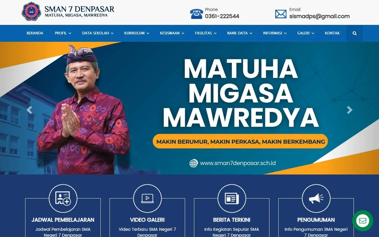 Tampilan website resmi SMA Negeri 7 Denpasar (sman7denpasar.sch.id)