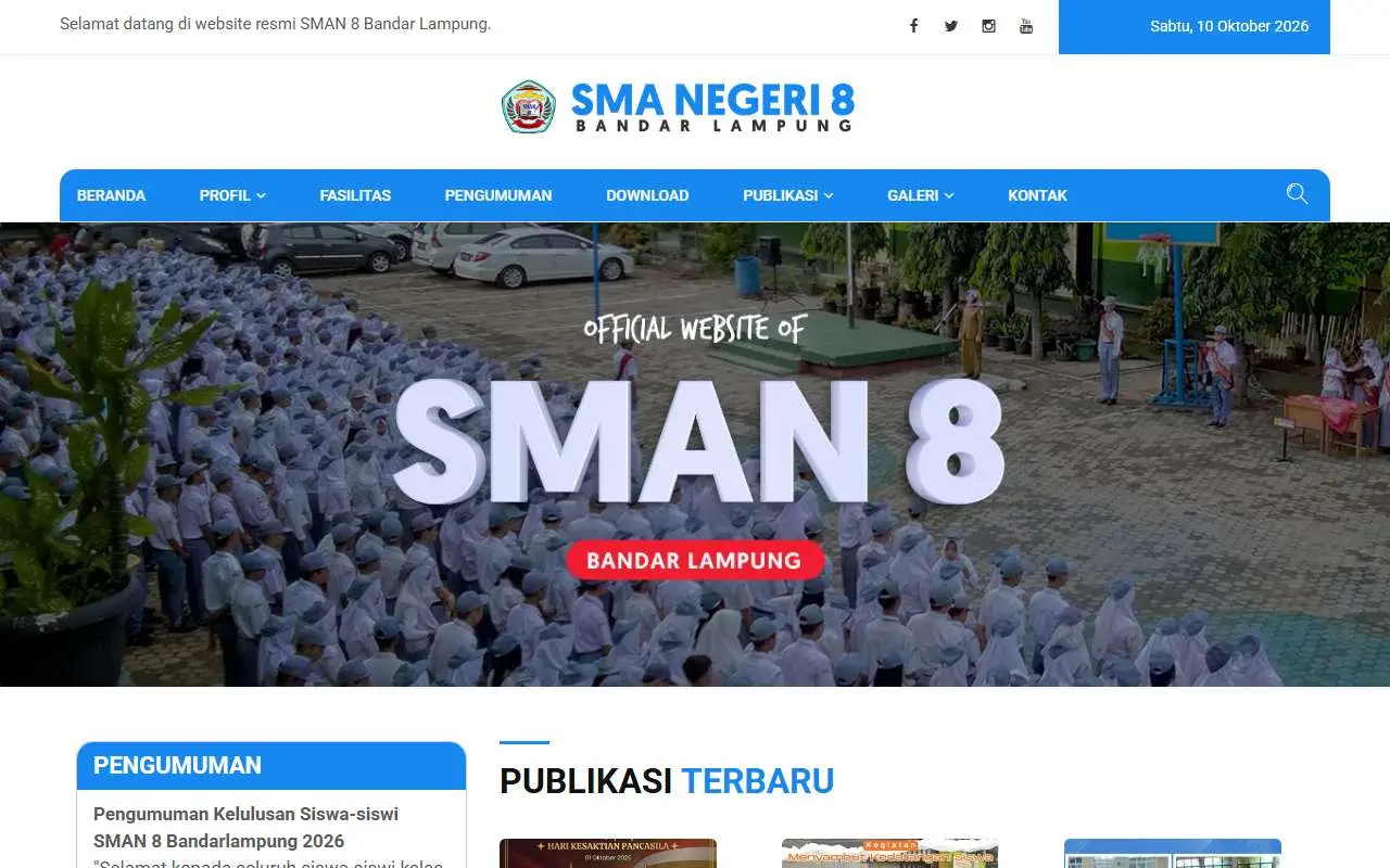 Tampilan website resmi SMA Negeri 8 Bandar Lampung (sman8bdl.sch.id)