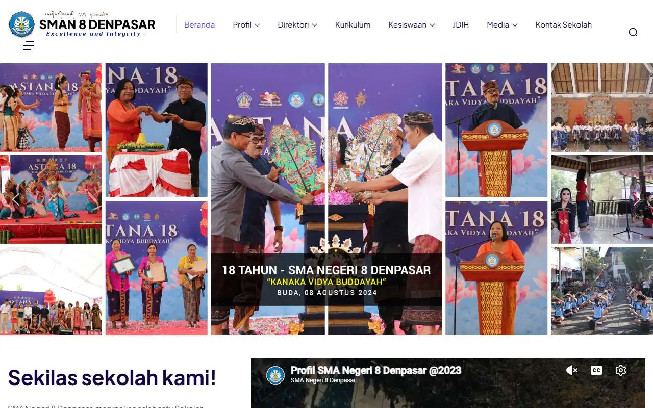 Tampilan website resmi SMA Negeri 8 Denpasar (sman8denpasar.sch.id)