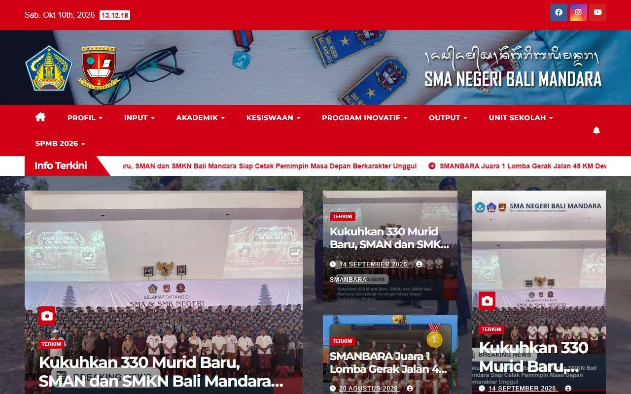 Tampilan website resmi SMA Negeri Bali Mandara (smanbalimandara.sch.id)