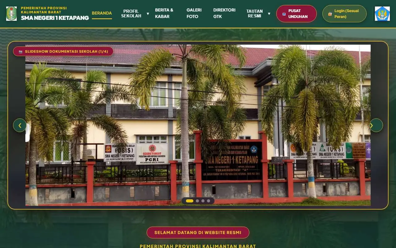 Tampilan website resmi SMA Negeri 1 Ketapang (smanegeri1ketapang.sch.id)