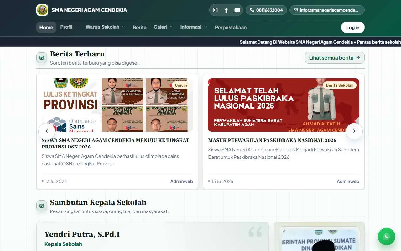 Tampilan website resmi SMA Negeri Agam Cendekia (smanegeriagamcendekia.sch.id)