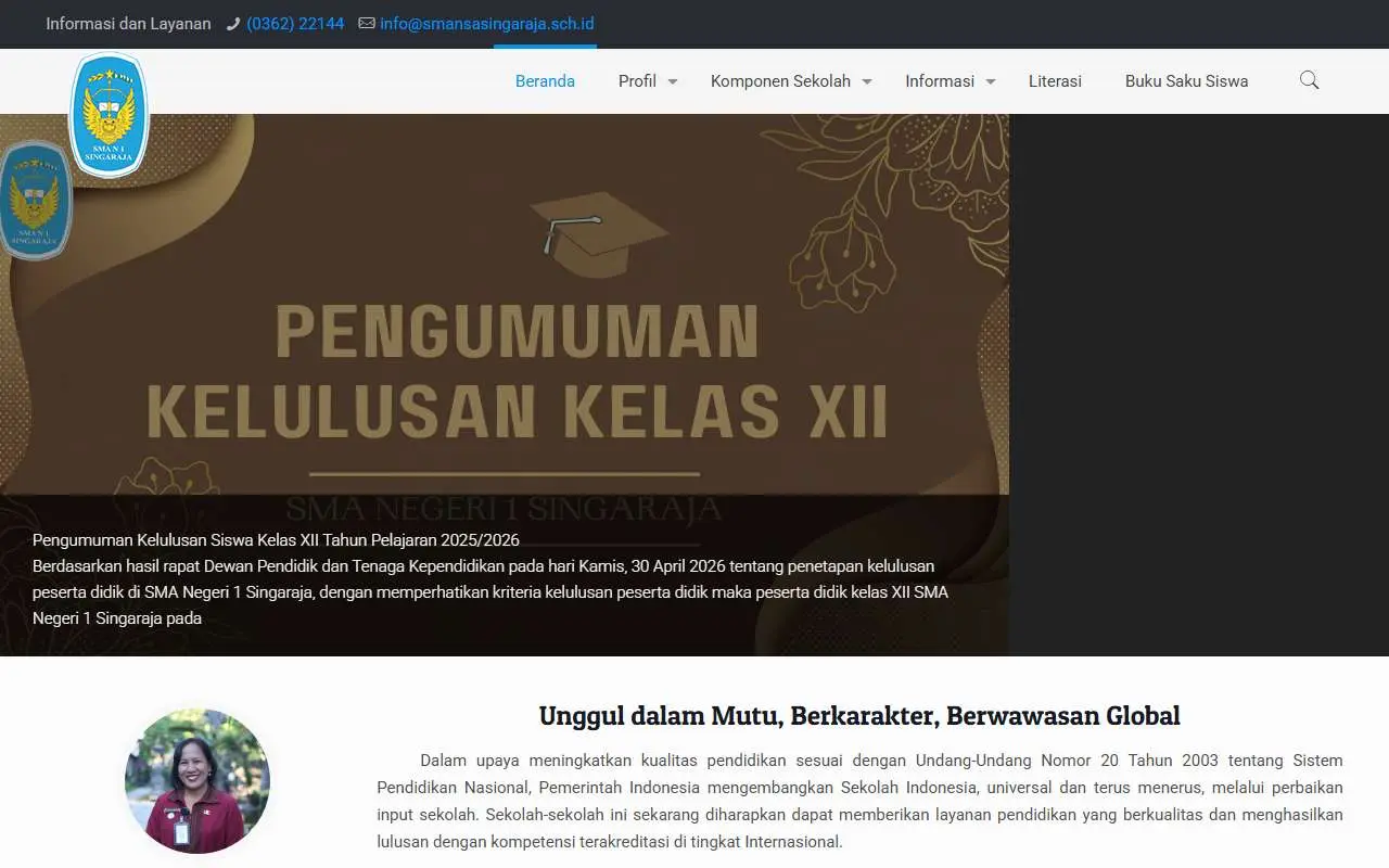Tampilan website resmi SMA Negeri 1 Singaraja (smansasingaraja.sch.id)