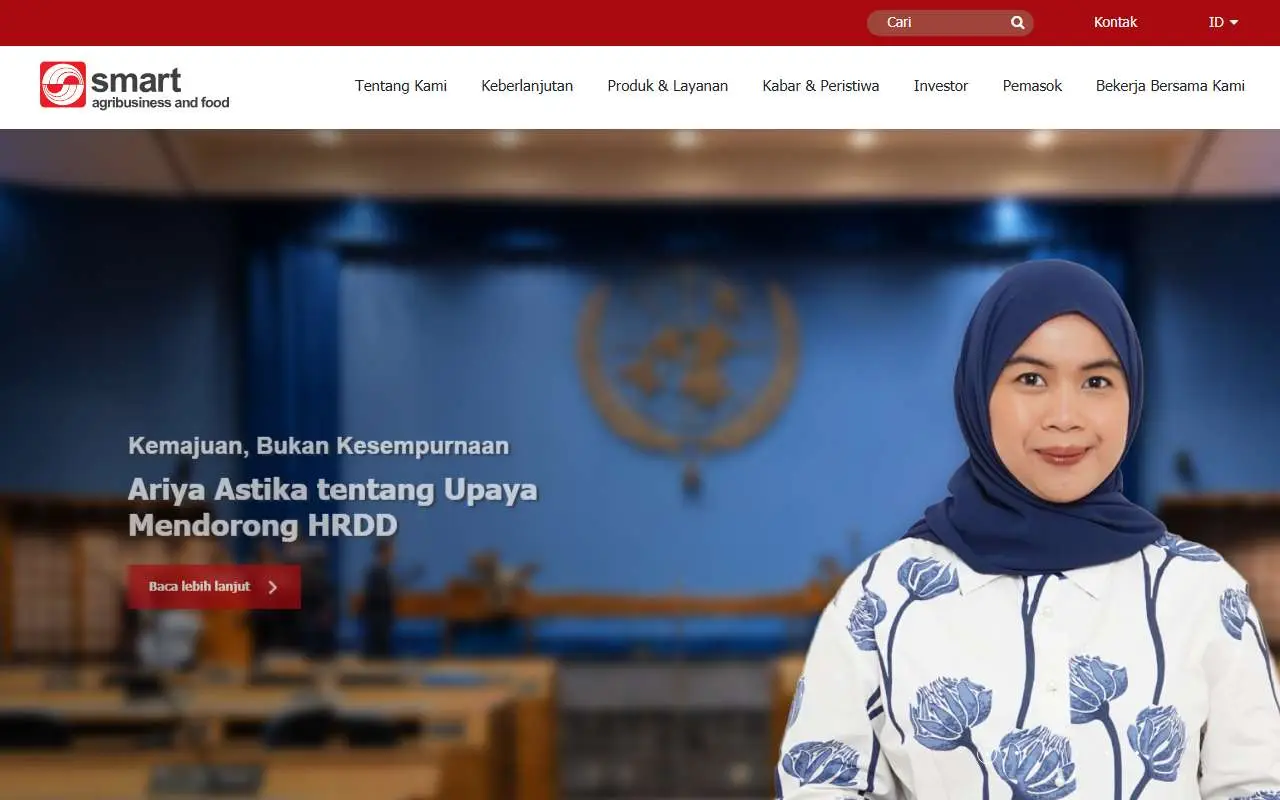 Tampilan website resmi Sinar Mas Agro Resources & Technology (smart-tbk.com)
