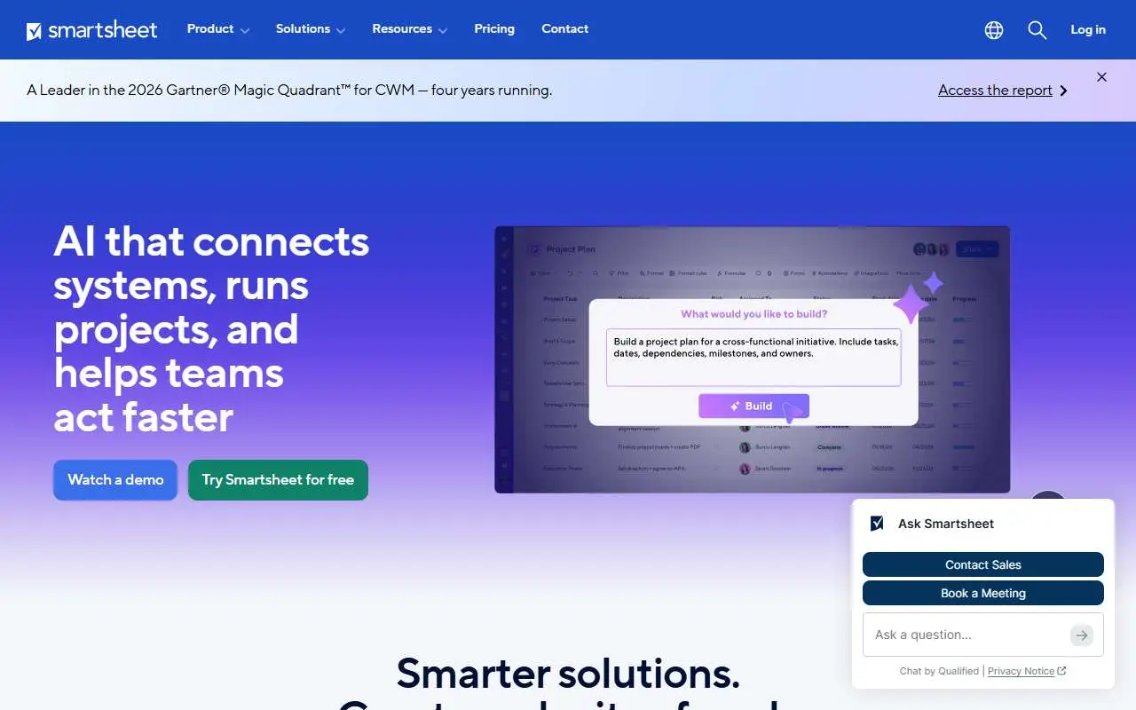Tampilan website resmi Smartsheet (smartsheet.com)