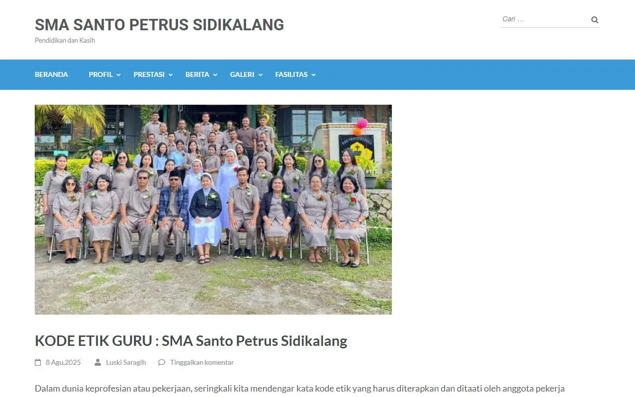 Tampilan website resmi SMA Santo Petrus Sidikalang (smasantopetrussdk.sch.id)