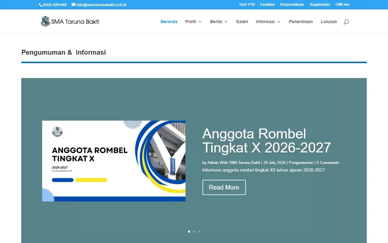 Tampilan website resmi SMA Taruna Bakti (tarunabakti.sch.id)
