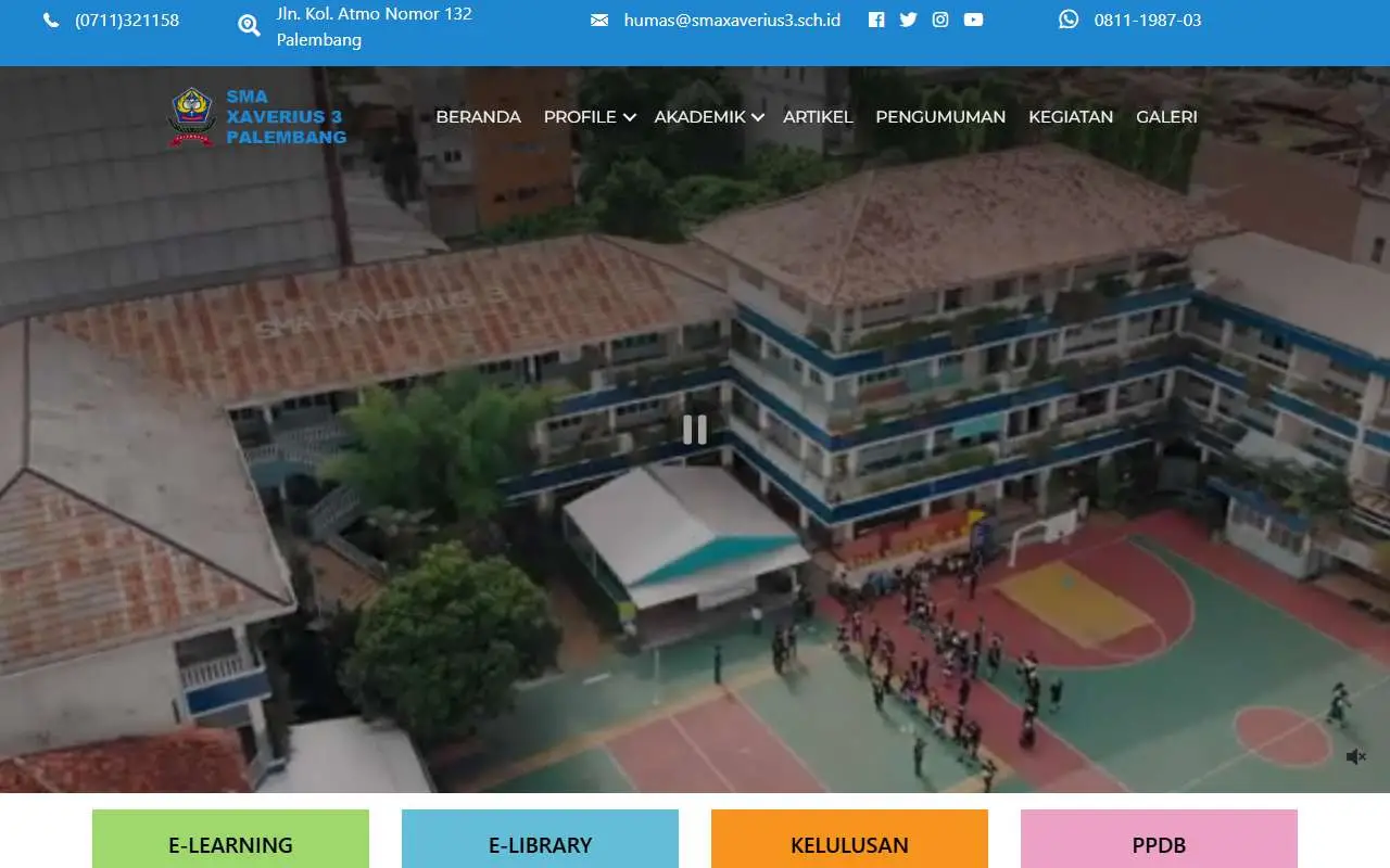 Tampilan website resmi SD XAVERIUS 03 PALEMBANG (smaxaverius3.sch.id)