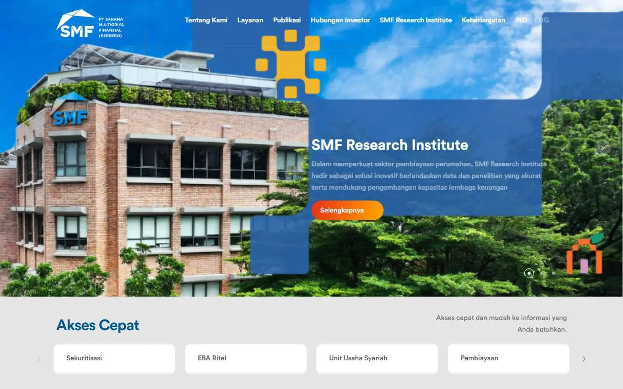 Tampilan website resmi Sarana Multigriya Finansial (smf-indonesia.co.id)