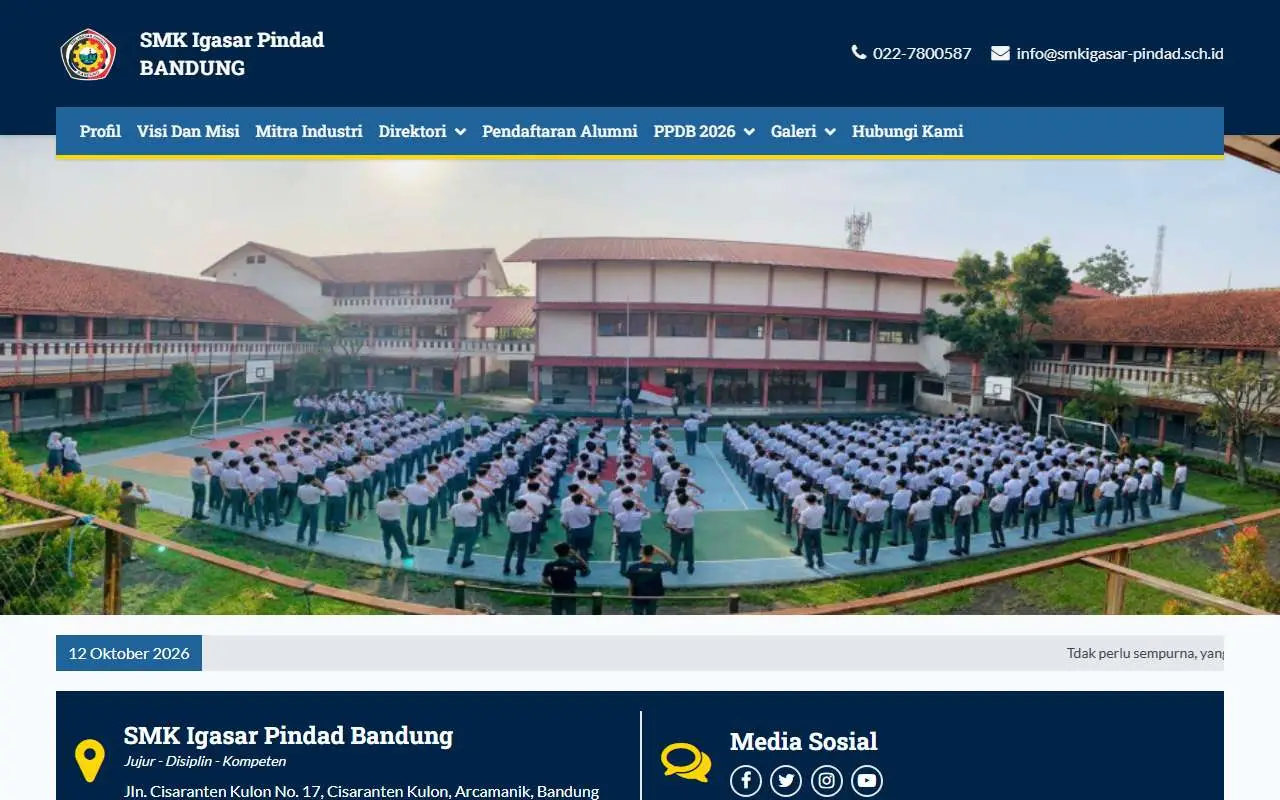 Tampilan website resmi SMK Igasar Pindad Bandung (smkigasar-pindad.sch.id)