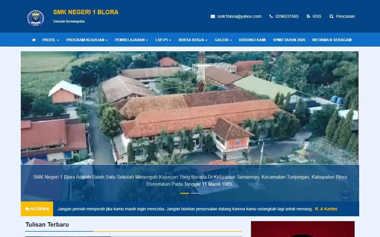 Tampilan website resmi SMK Negeri 1 Blora (smkn1blora.sch.id)