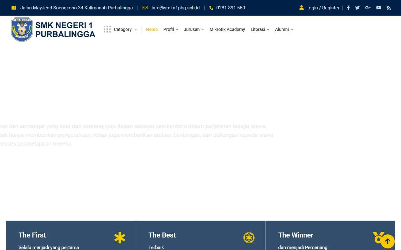 Tampilan website resmi SMK Negeri 1 Purbalingga (smkn1purbalingga.sch.id)