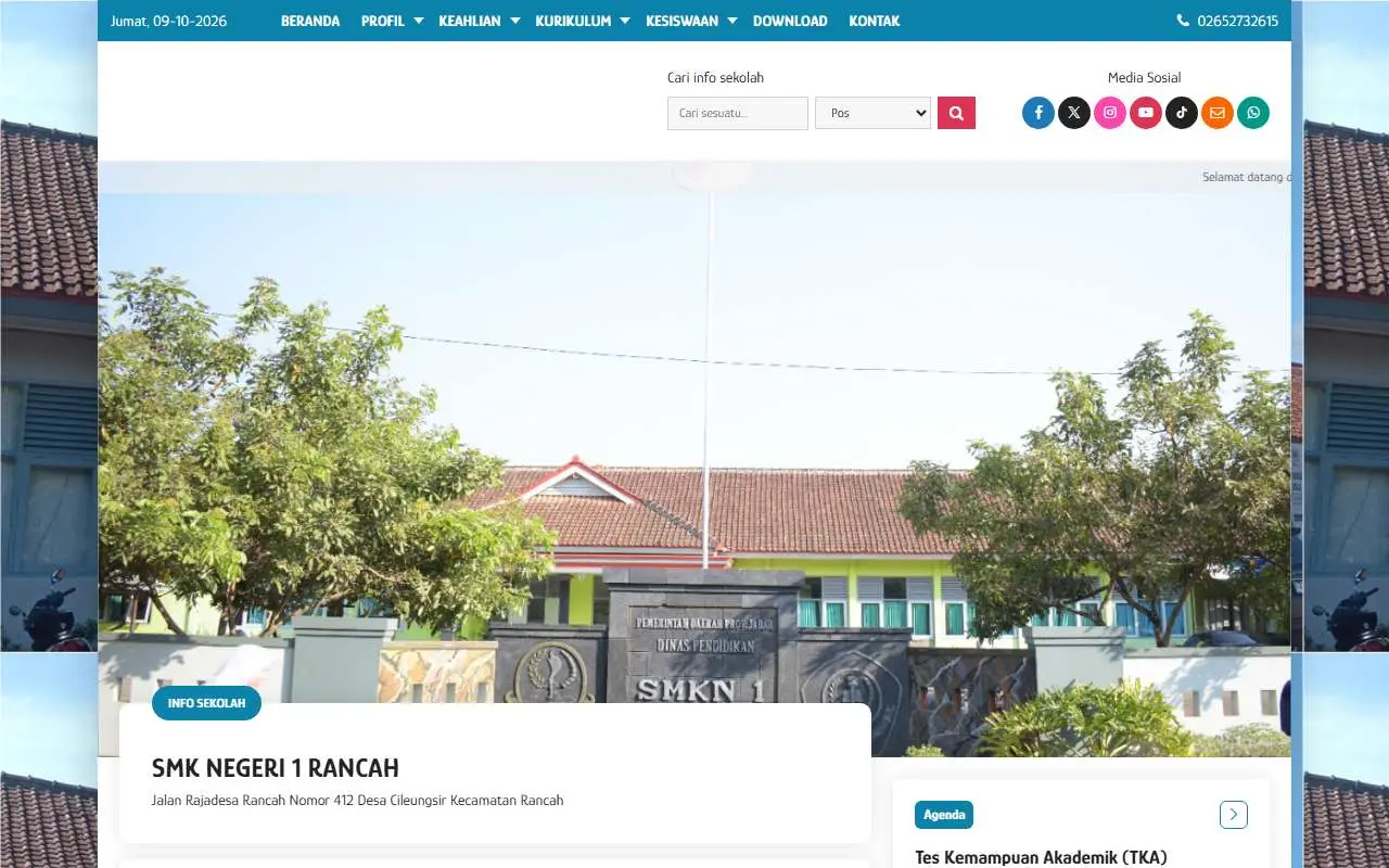 Tampilan website resmi SMK Negeri 1 Rancah (smkn1rancah.sch.id)