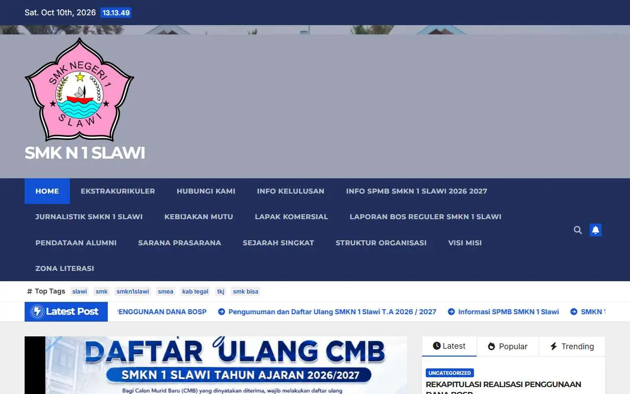 Tampilan website resmi SMK Negeri 1 Slawi (smkn1slawi.sch.id)