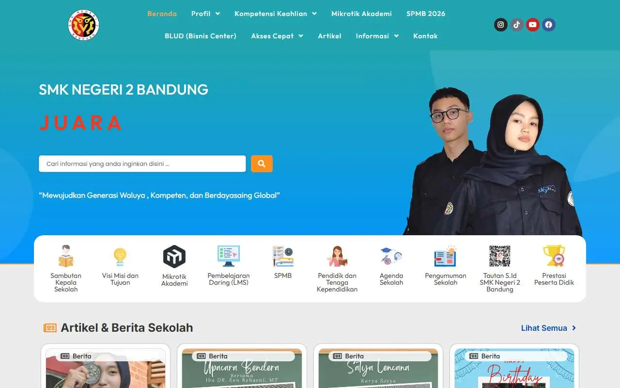 Tampilan website resmi SMK Negeri 2 Bandung (smkn2bandung.sch.id)