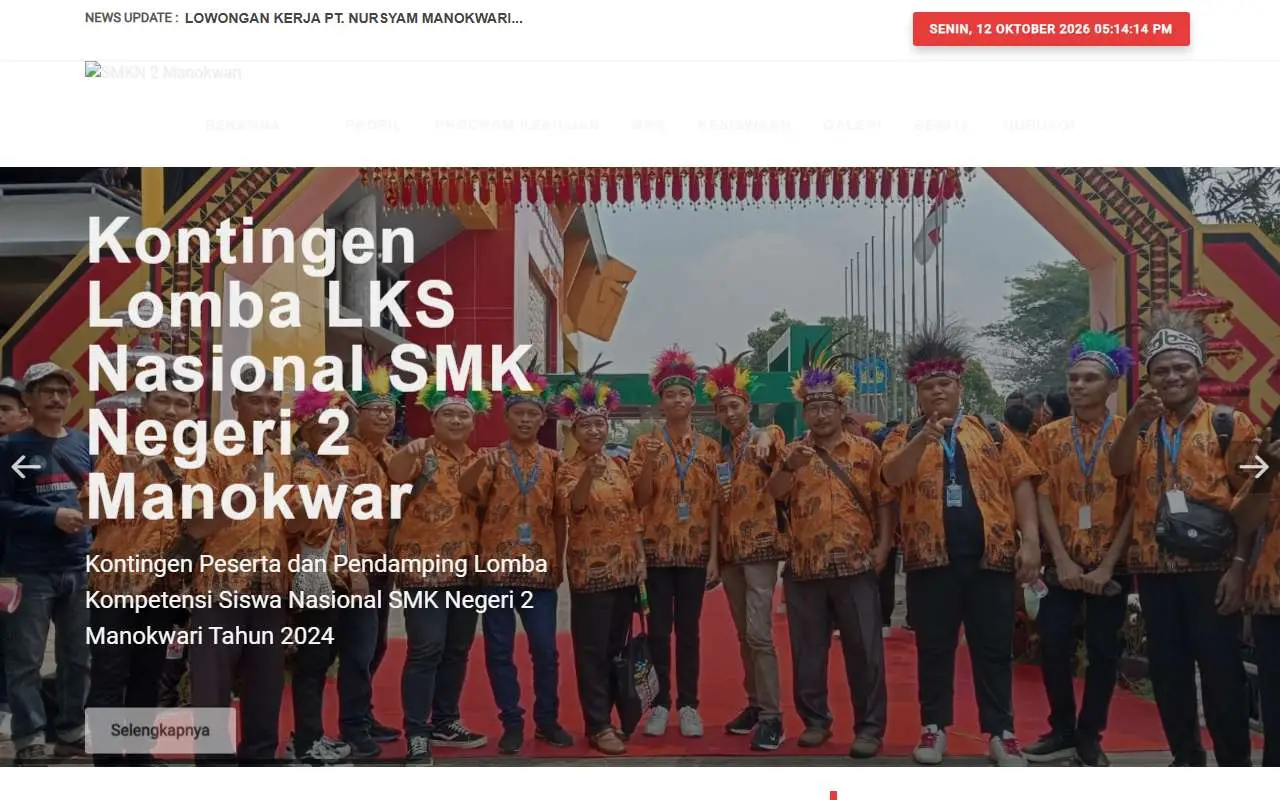 Tampilan website resmi SMK Negeri 2 Manokwari (smkn2manokwari.sch.id)