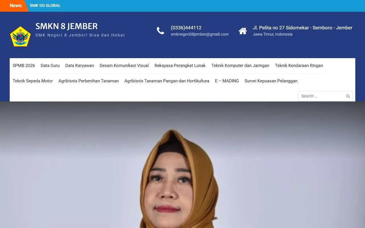 Tampilan website resmi SMK Negeri 8 Jember (smkn8jember.sch.id)