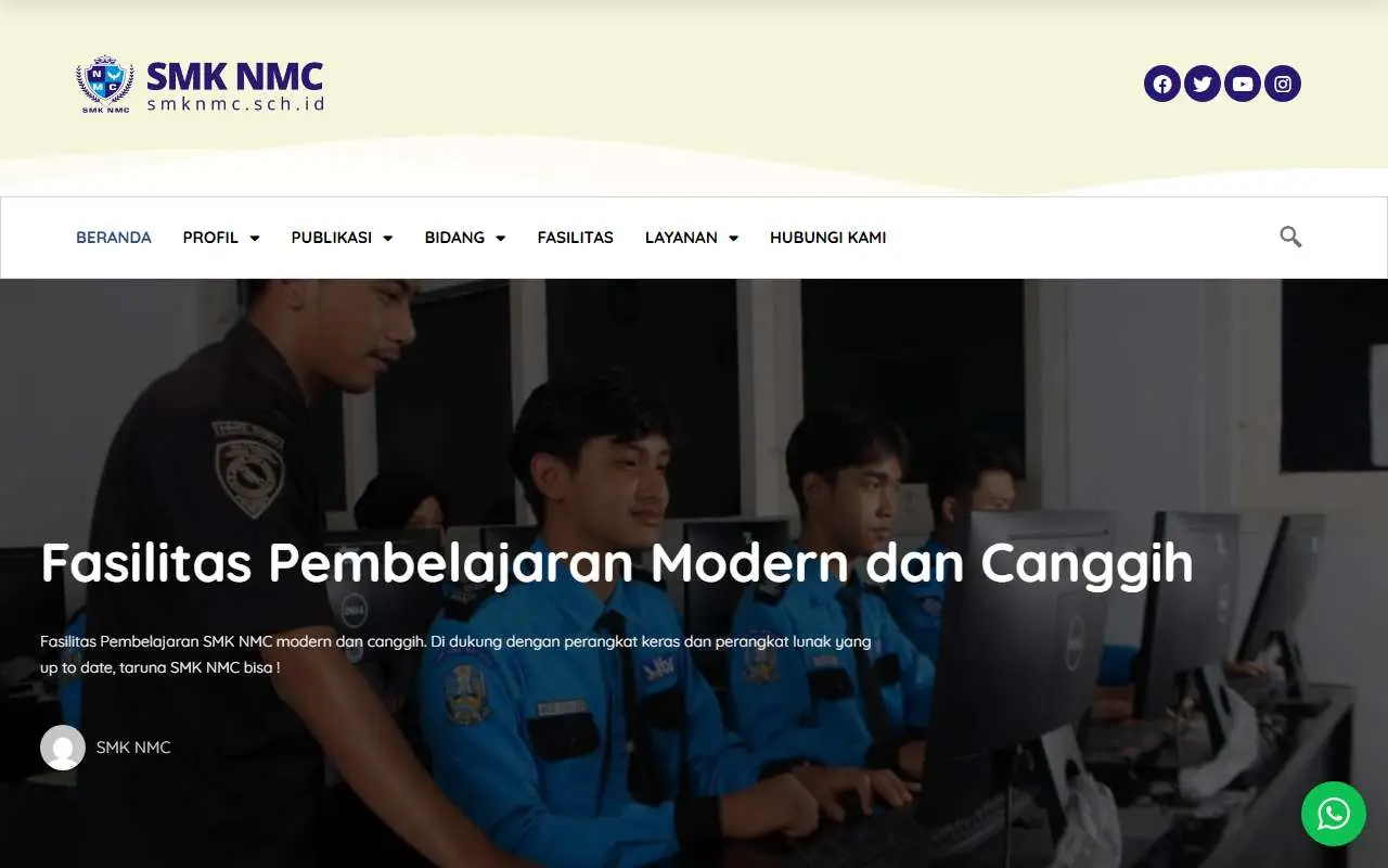 Tampilan website resmi SMK NMC (smknmc.sch.id)