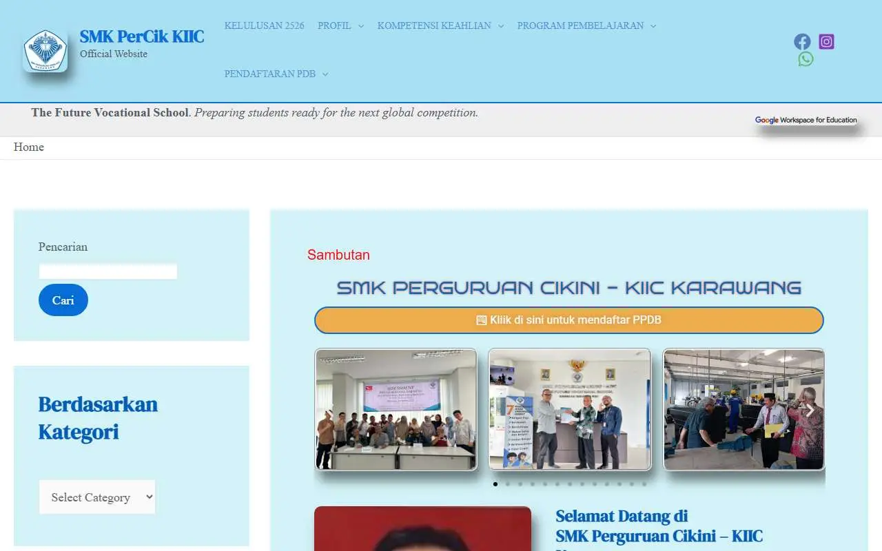 Tampilan website resmi SMK Perguruan Cikini KIIC Karawang (smkperguruancikini-kiic.sch.id)