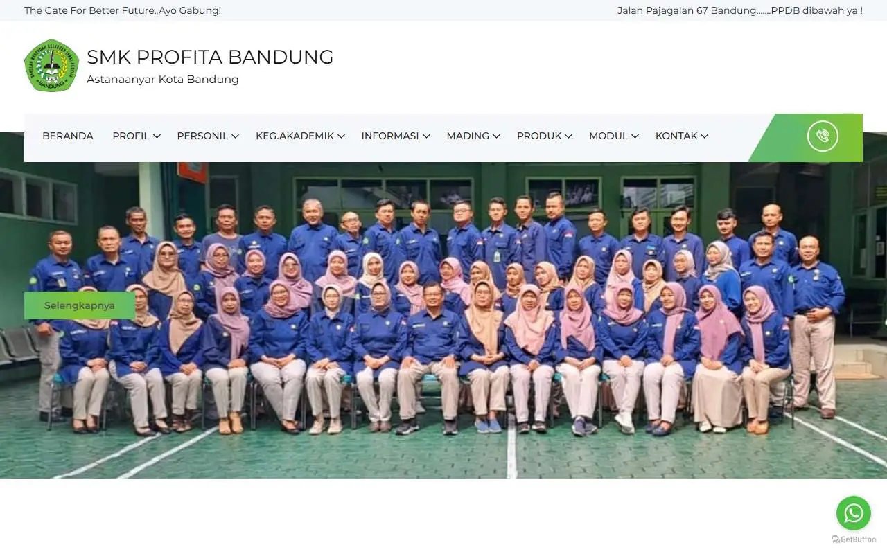 Tampilan website resmi SMK Profita Bandung (smkprofitabandung.sch.id)