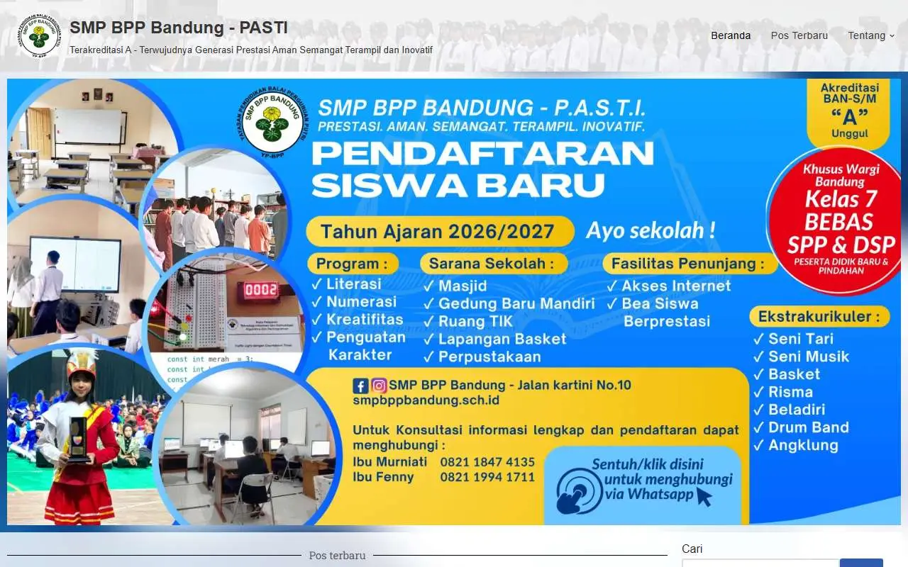 Tampilan website resmi SMP BPP (smpbppbandung.sch.id)