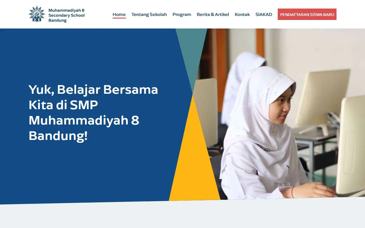 Tampilan website resmi SMP Muhammadiyah 8 Antapani (smpm8bandung.sch.id)
