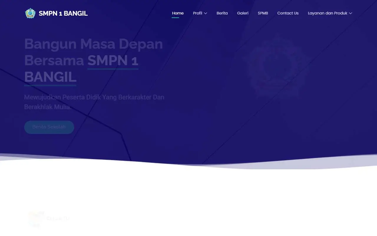 Tampilan website resmi SMP Negeri 1 Bangil (smpn1bangil.sch.id)