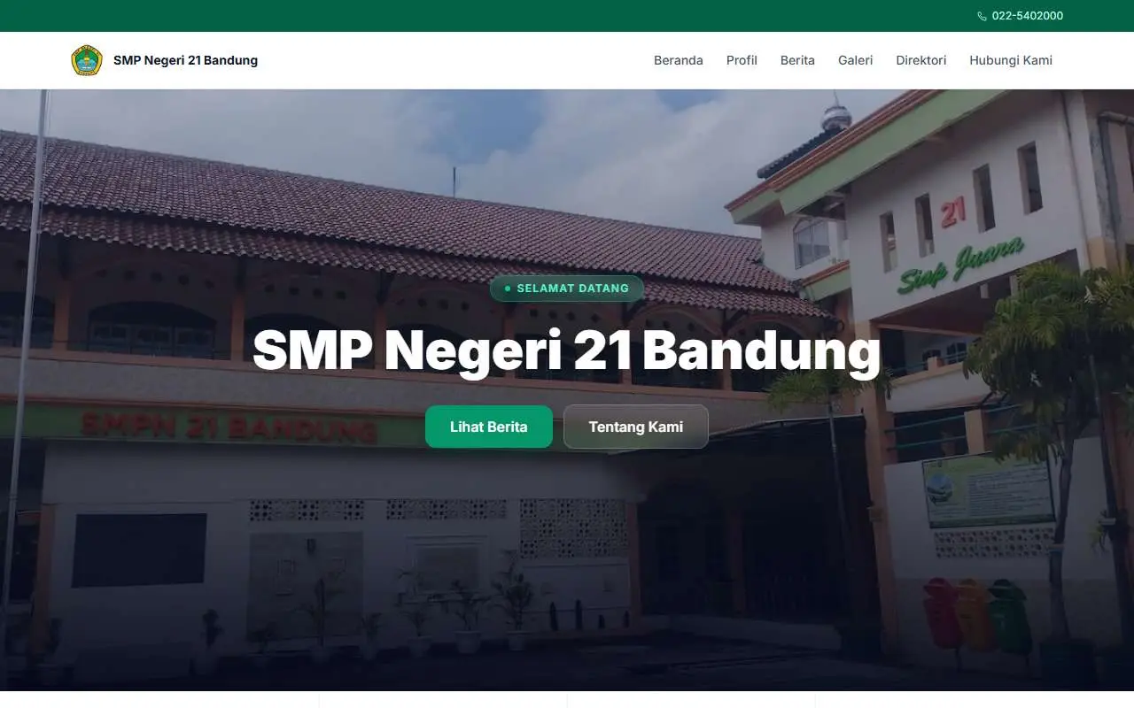 Tampilan website resmi SMP Negeri 21 Bandung (smpn21bandung.sch.id)