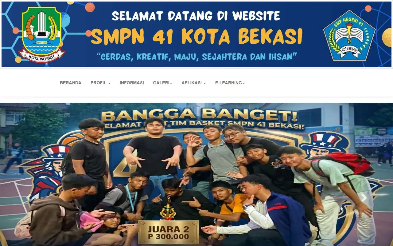 Tampilan website resmi SMPN 41 Bekasi (smpn41kotabekasi.sch.id)