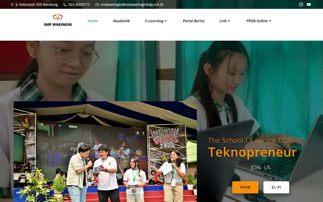 Tampilan website resmi SMP Waringin (smpwaringinbdg.sch.id)