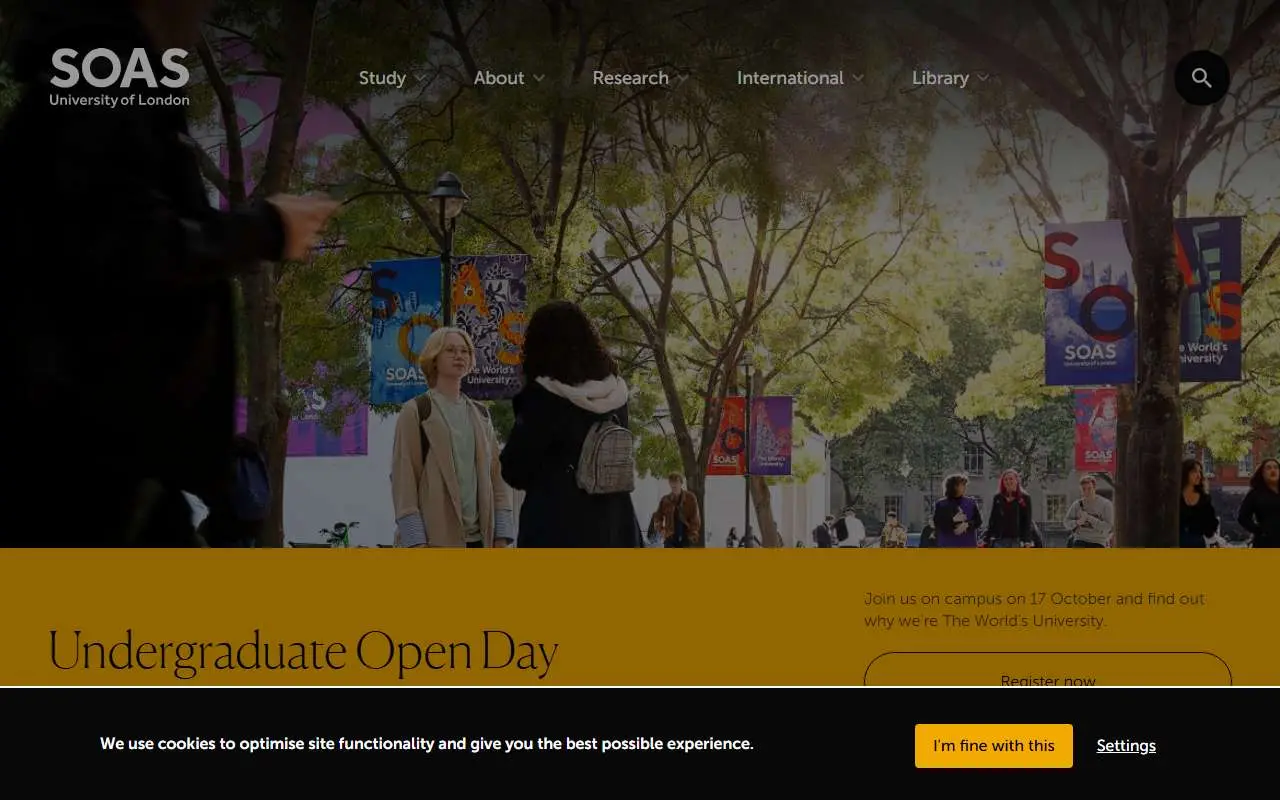 Tampilan website resmi School of Oriental and African Studies (soas.ac.uk)