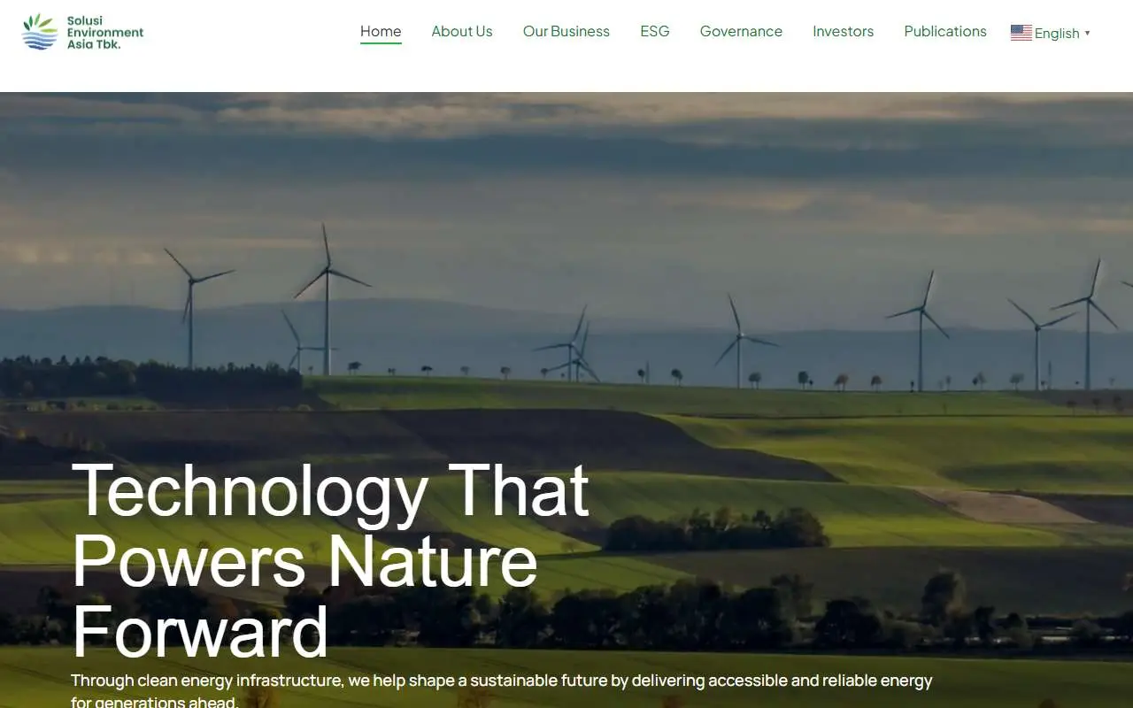 Tampilan website resmi Solusi Environment Asia (solusienvironmentasia.com)