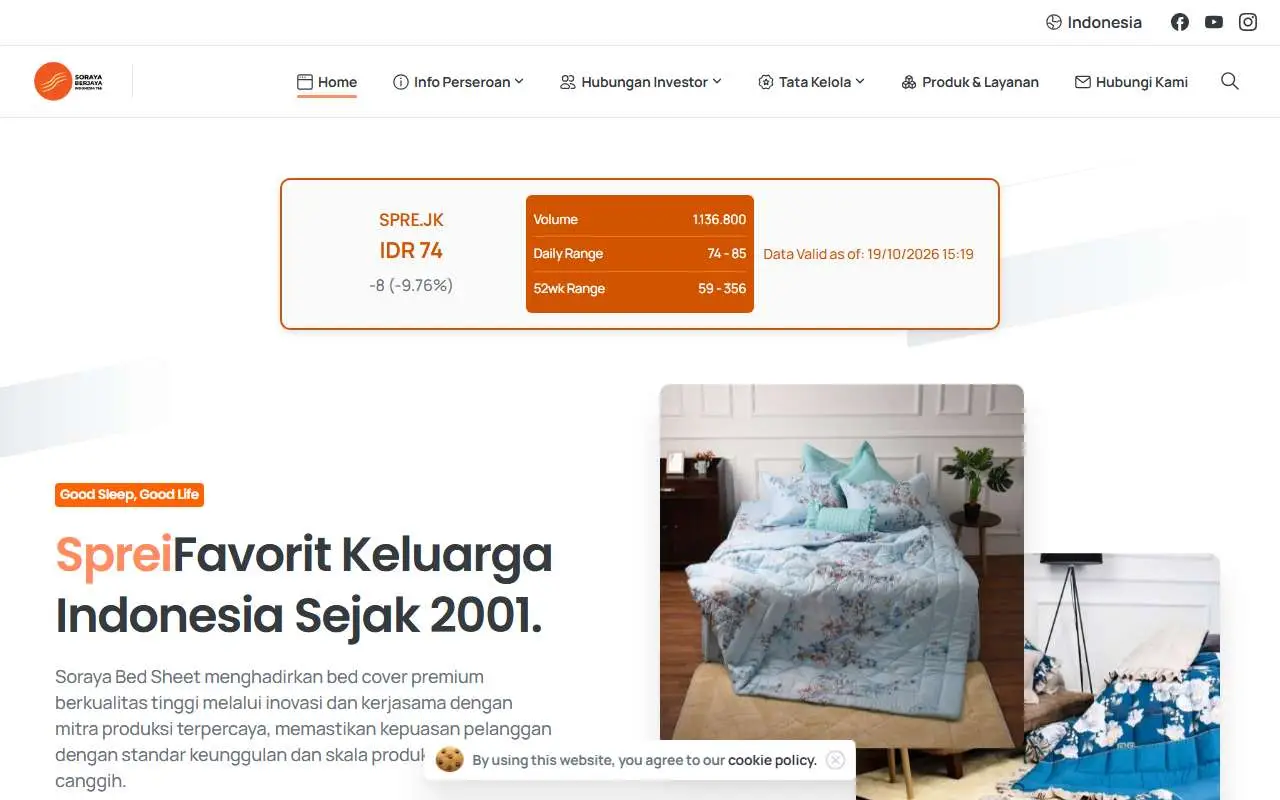Tampilan website resmi Soraya Berjaya Indonesia (sorayaberjaya.id)