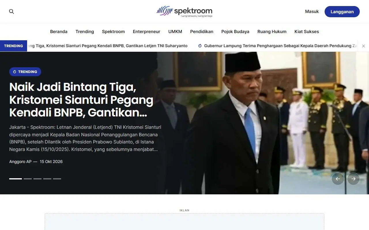 Tampilan website resmi Spektroom (spektroom.co.id)