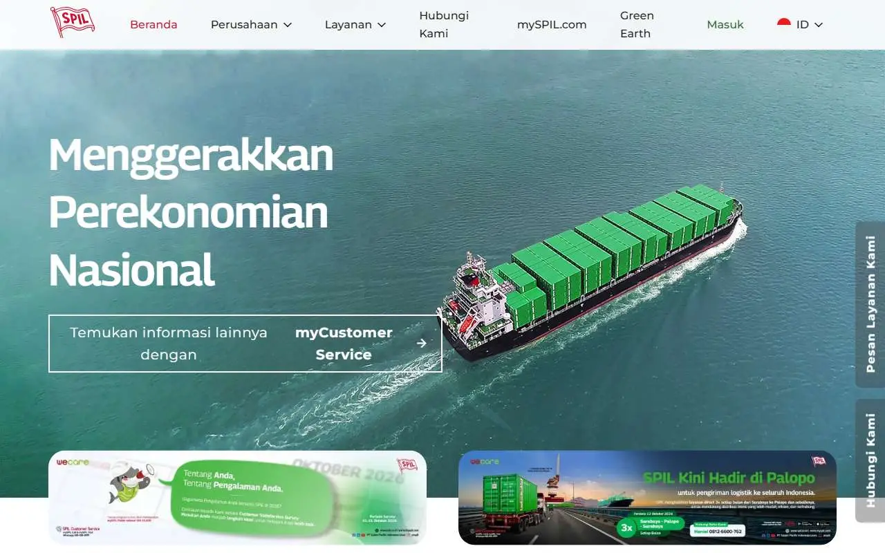 Tampilan website resmi Salam Pacific Indonesia Lines (spil.co.id)