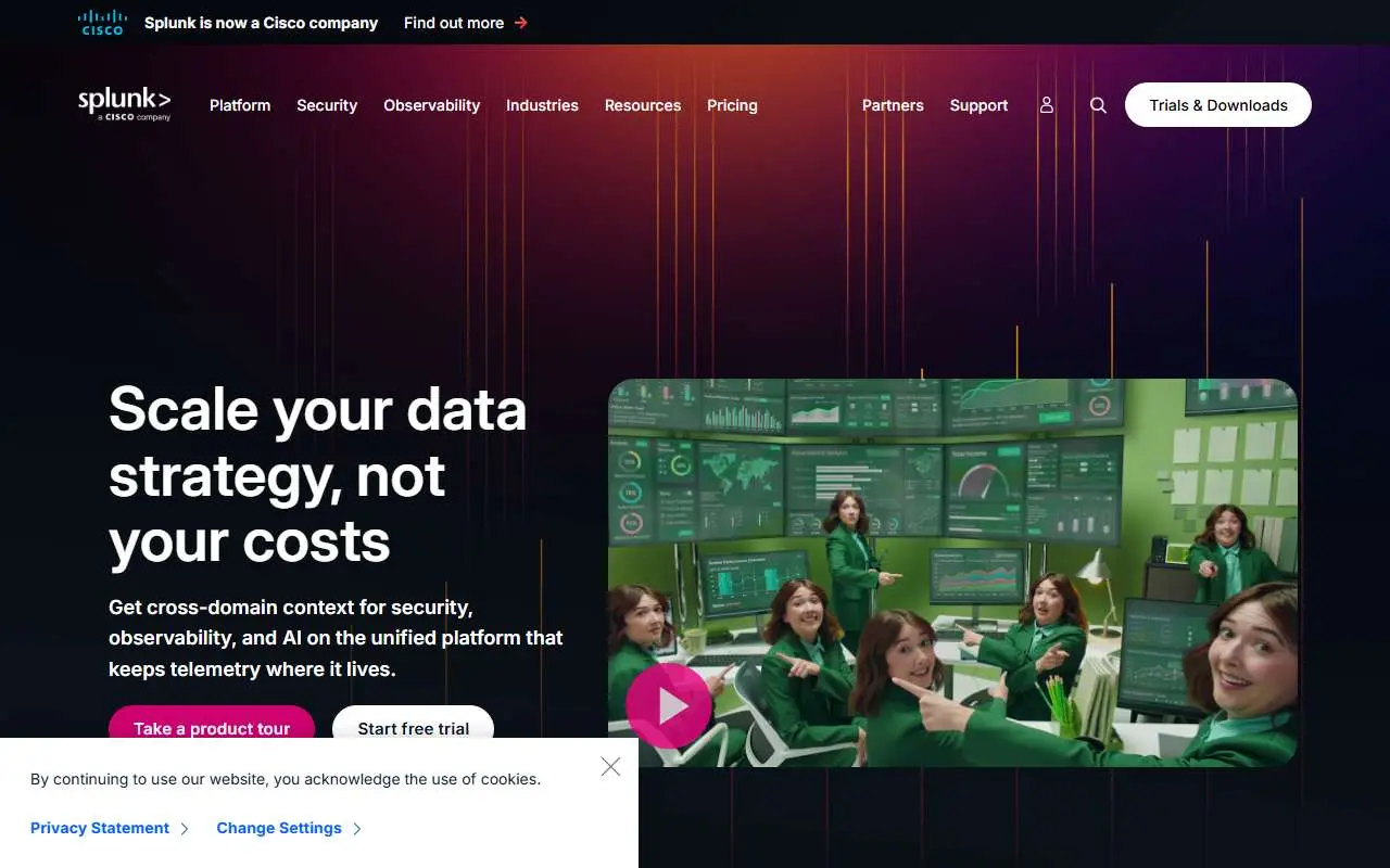 Tampilan website resmi Splunk Inc. (splunk.com)
