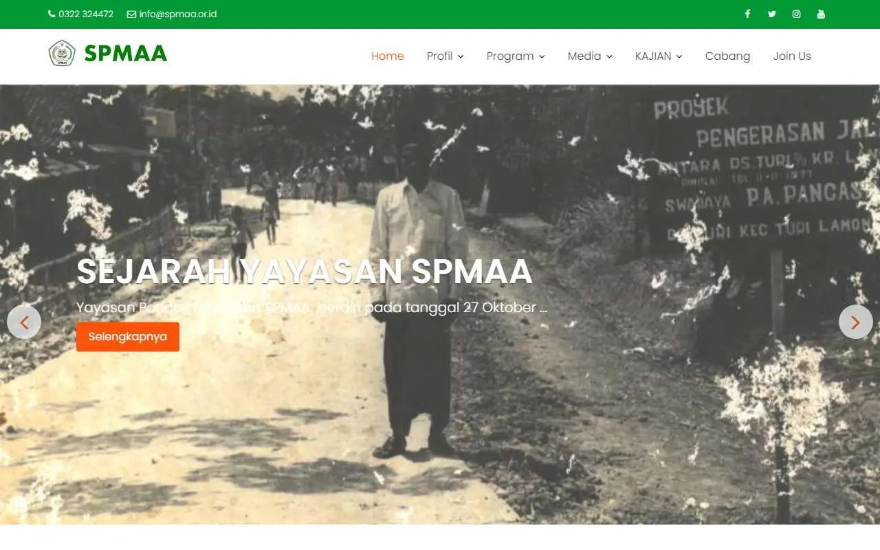 Tampilan website resmi SPMAA (spmaa.or.id)