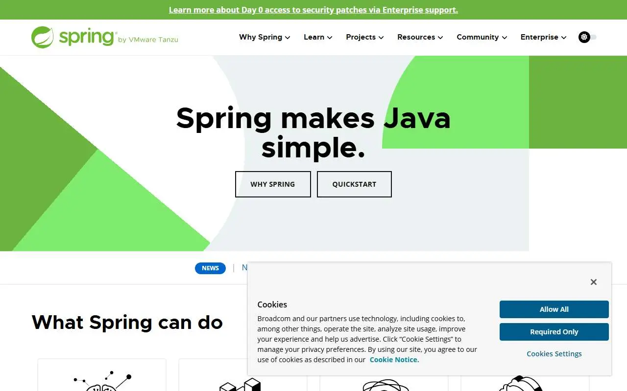 Tampilan website resmi Spring (spring.io)