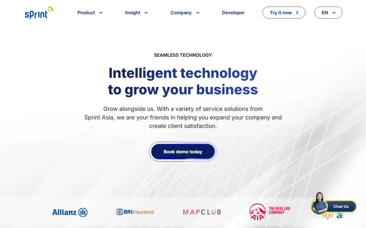 Tampilan website resmi Sprint Asia (sprintasia.co.id)