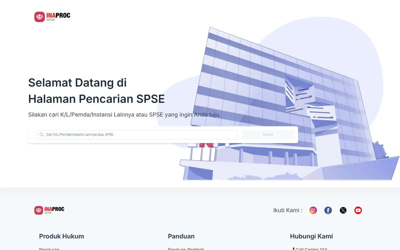 Tampilan website resmi SPSE (spse.inaproc.id)