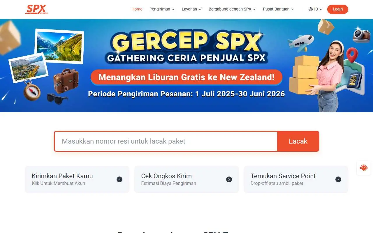 Tampilan website resmi SPX Express (spx.co.id)