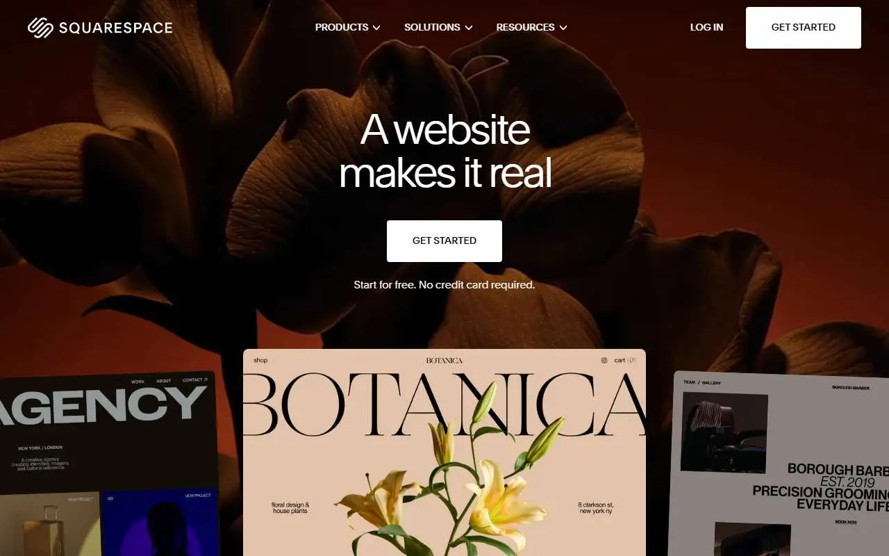 Tampilan website resmi Squarespace (squarespace.com)