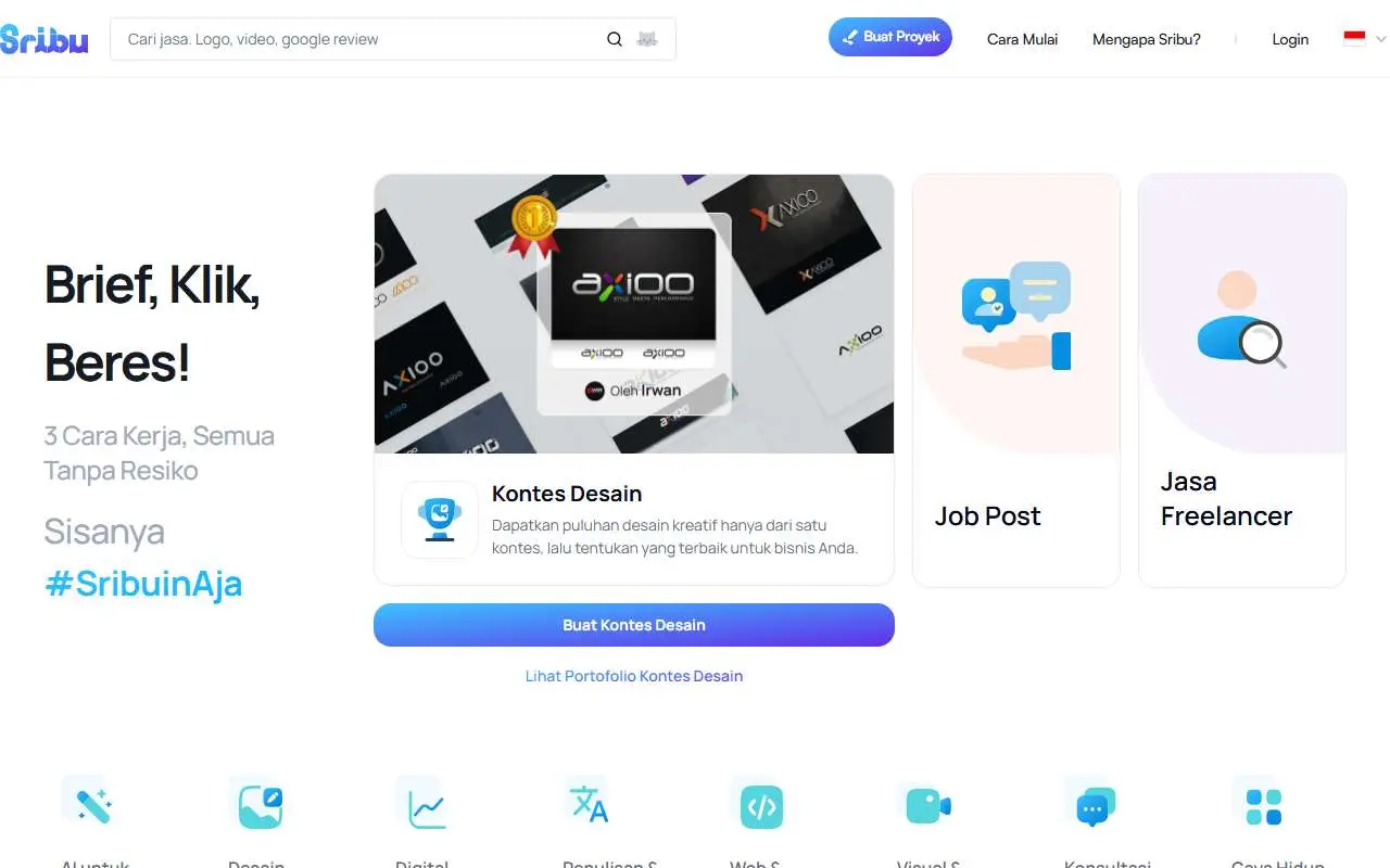 Tampilan website resmi Sribu (sribu.com)